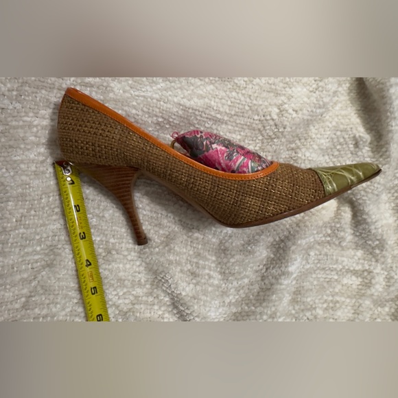 Prada Shoe Textile Green Crocodile Toe Cap Patent Leather Trim - Picture 14 of 16